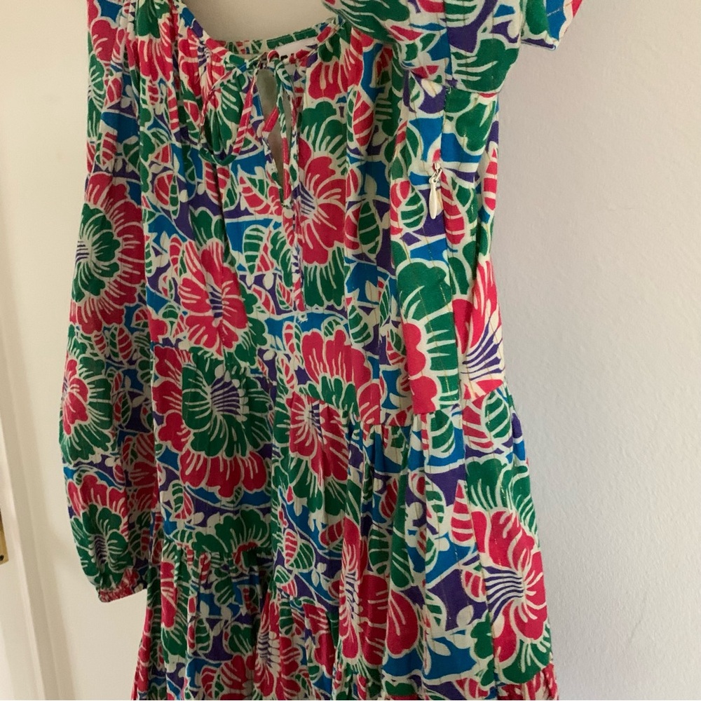 Rixo London Roxy Hibiscus Floral Long Sleeve Cotton Mini Dress, Medium - Picture 8 of 16
